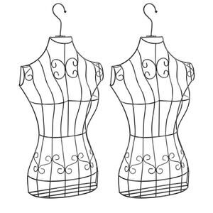 2 Pcs Female Black Metal Steel Wire Mannequin  Form Hanging Torso 24” T x 13.5”W